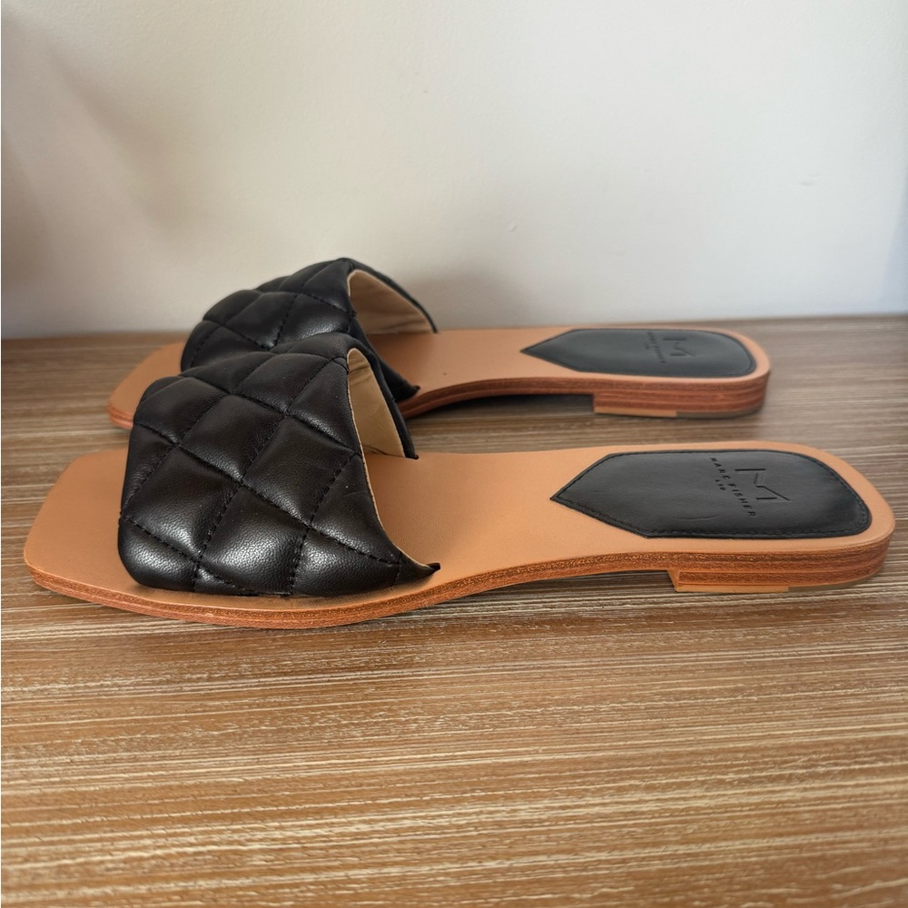 Marc Fisher Black Quilted Slide Sandals